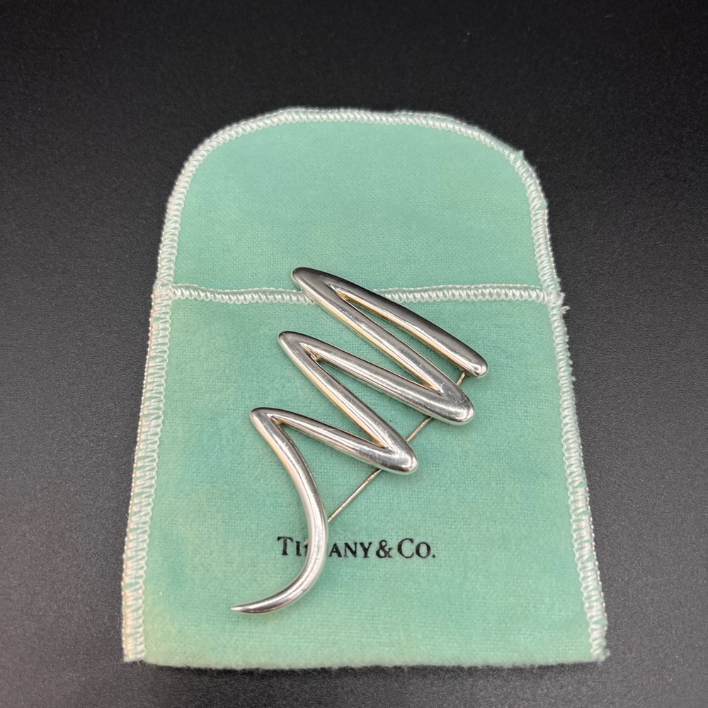 Tiffany & Co. Silver Zigzag Brooch - Picture 2 of 7